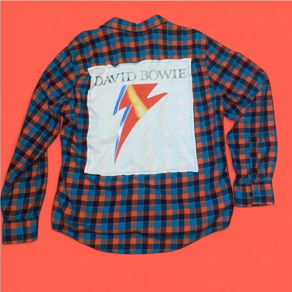 Upcycled Arizona Jean David Bowie Plaid Shirt XL